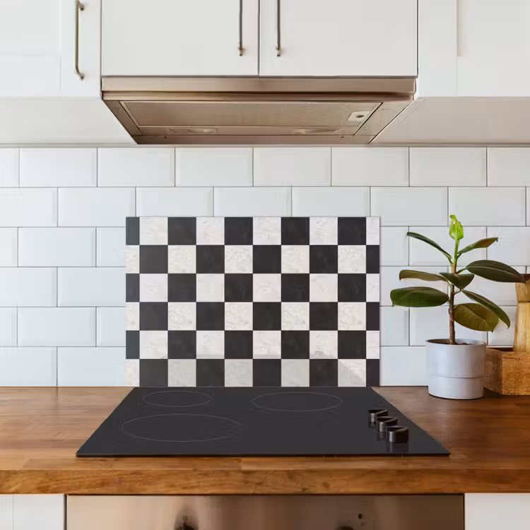 Spatscherm keuken - Dambord - Marmer - Zwart - Wit — 6