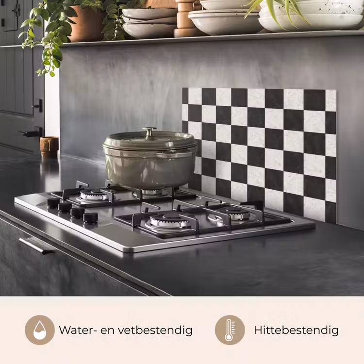 Spatscherm keuken - Dambord - Marmer - Zwart - Wit — 7