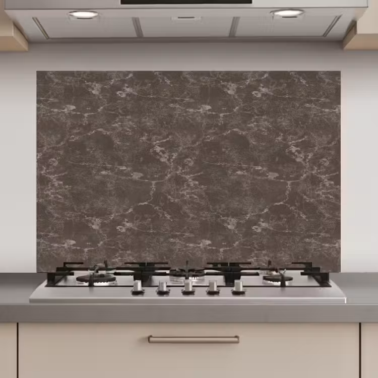 Spatscherm keuken - Marmer - Aders - Bruin — 1