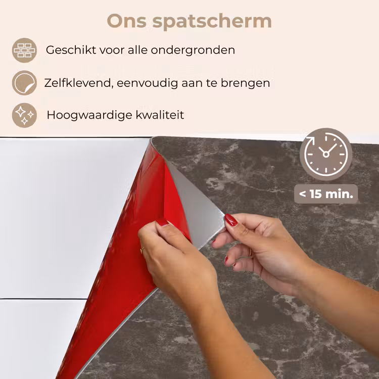 Spatscherm keuken - Marmer - Aders - Bruin — 4