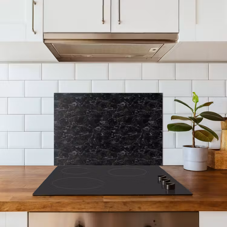Spatscherm keuken - Marmer - Aders - Zwart — 6