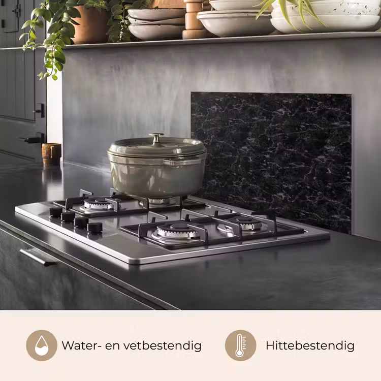 Spatscherm keuken - Marmer - Aders - Zwart — 7
