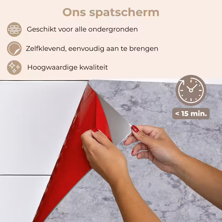 Spatscherm keuken - Marmerplaat - Patroon - Grijs — 4