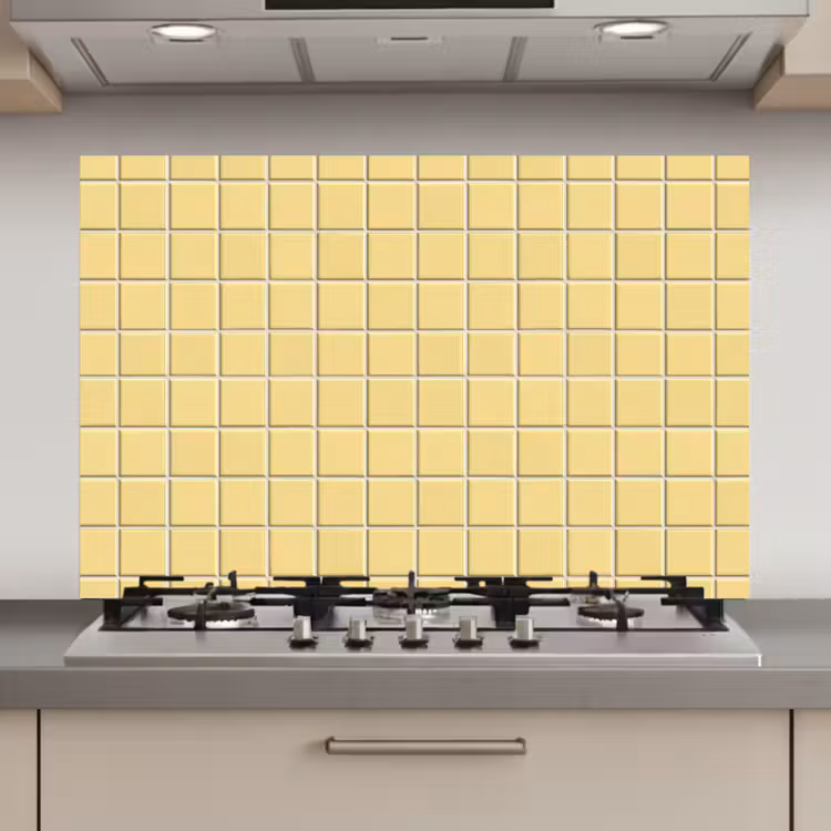 Spatscherm keuken - Patroon - Tegels - Geel — 1