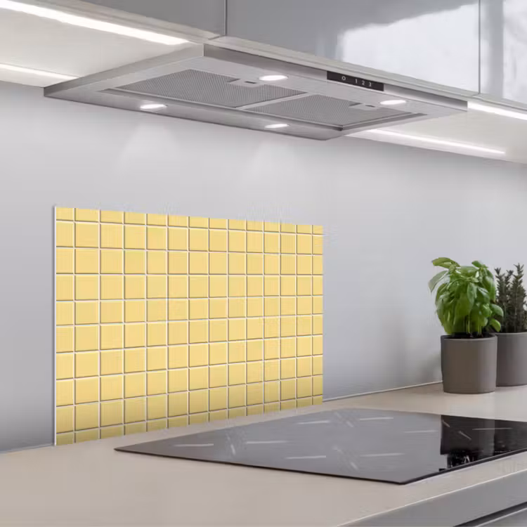Spatscherm keuken - Patroon - Tegels - Geel — 5