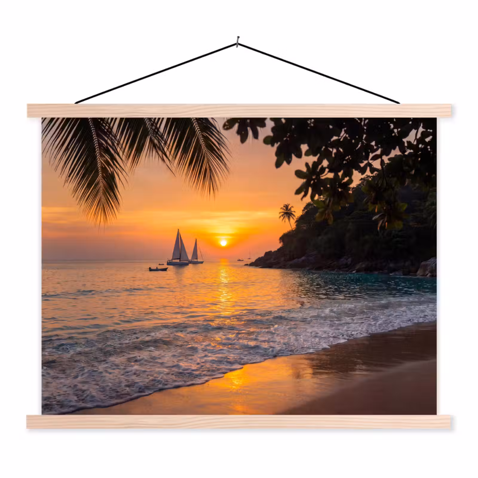 Schoolplaat - Zee - Zonsondergang - Boot - Natuur - Oranje — 1