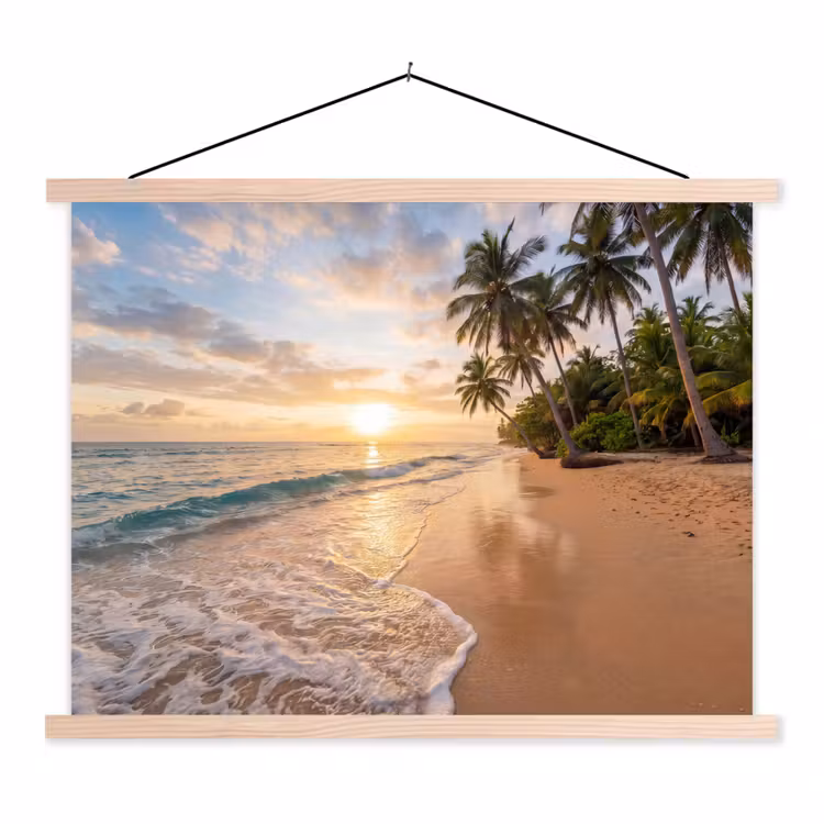 Schoolplaat - Strand - Zonsondergang - Tropisch - Natuur - Goud — 1