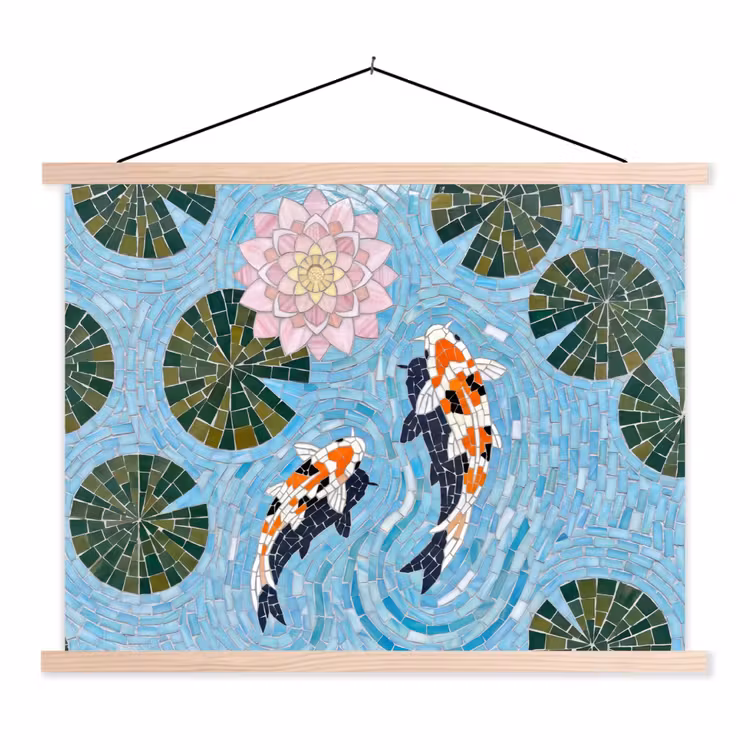 Schoolplaat - Vis - Water - Natuur - Mozaïek - Blauw — 1
