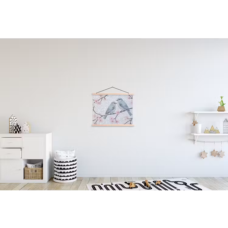 Schoolplaat - Vogel - Bloemen - Natuur - Mozaïek - Roze — 3