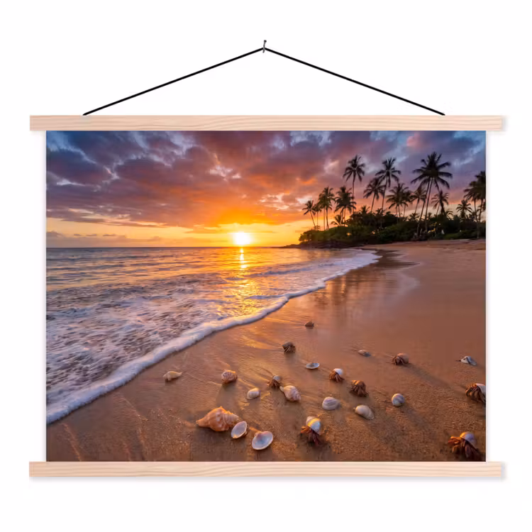 Schoolplaat - Strand - Zonsondergang - Palmbomen - Natuur - Oranje — 1