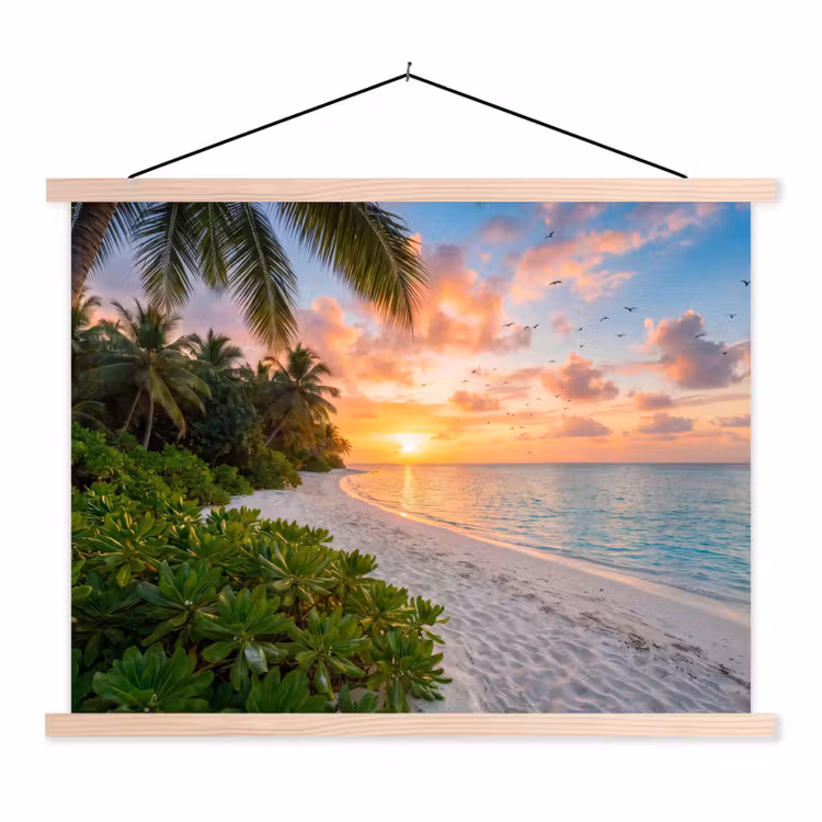 Schoolplaat - Strand - Zonsondergang - Palmbomen - Tropisch - Natuur — 1