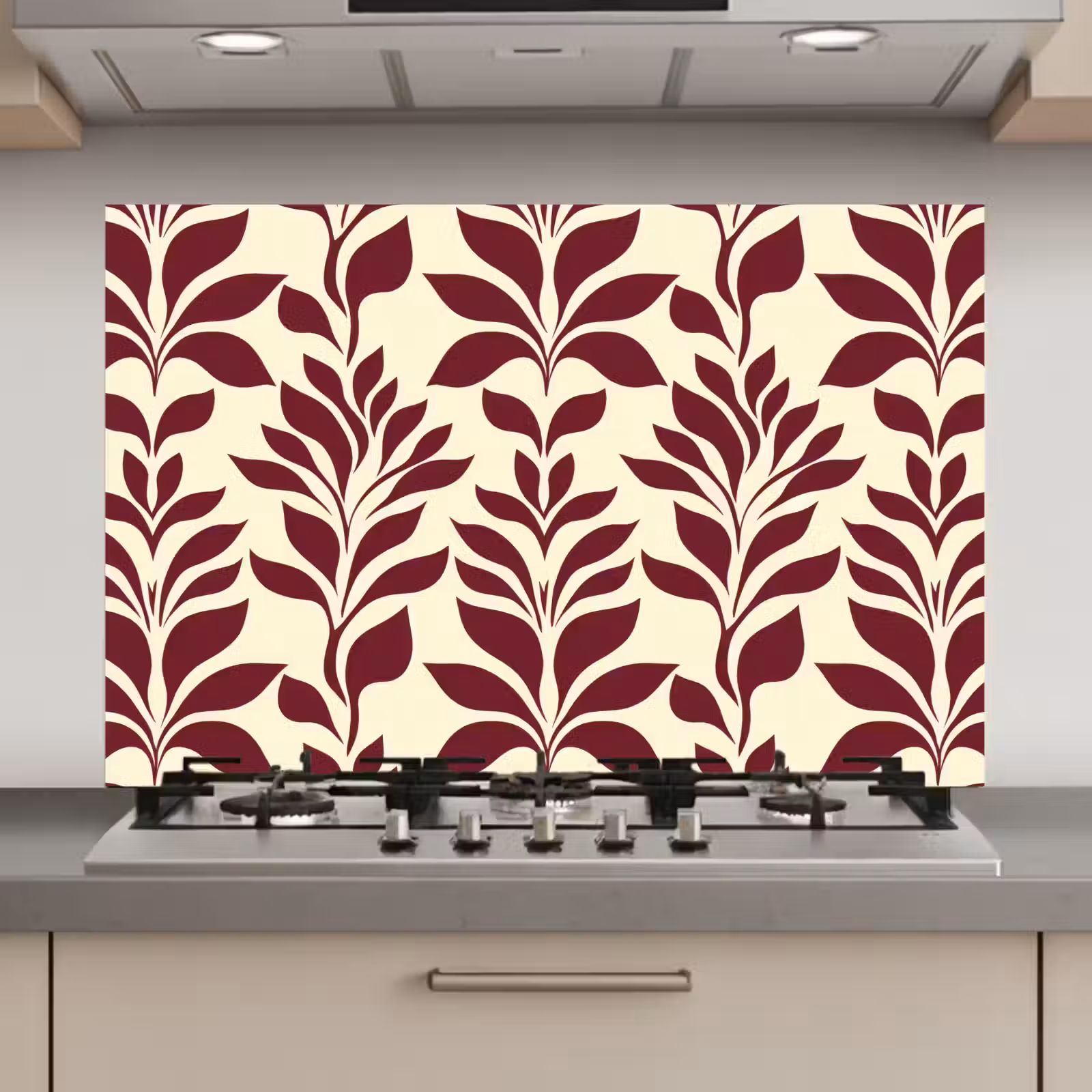 Spatscherm keuken - Abstract - Bladeren - Burgundy — 1