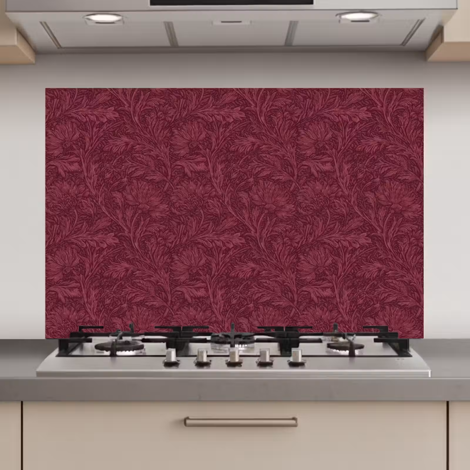 Spatscherm keuken - Bladeren - Patroon - Paars — 1