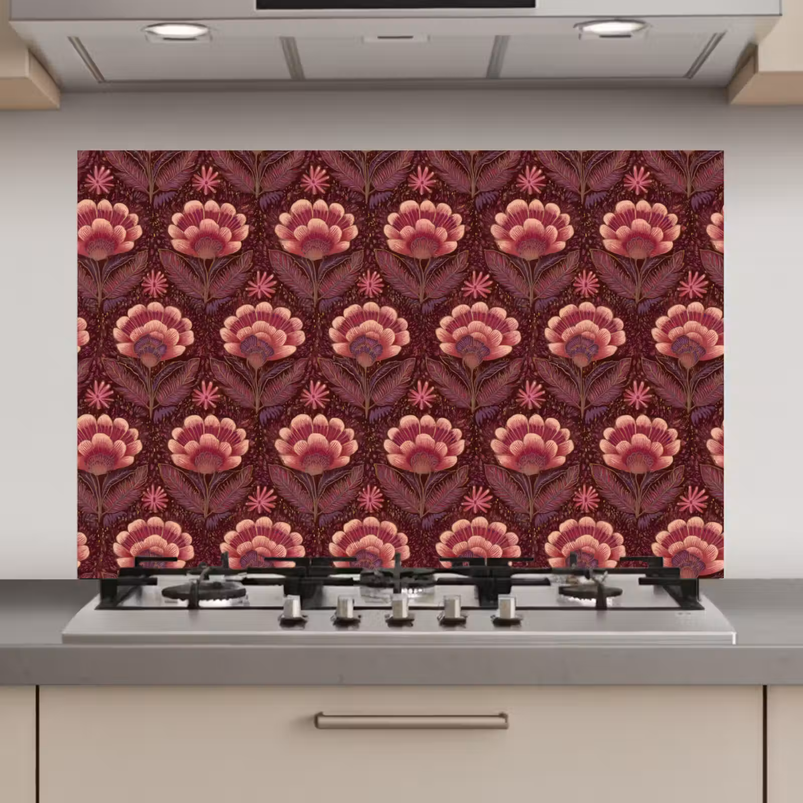 Spatscherm keuken - Bloemen - Waaier - Paars — 1