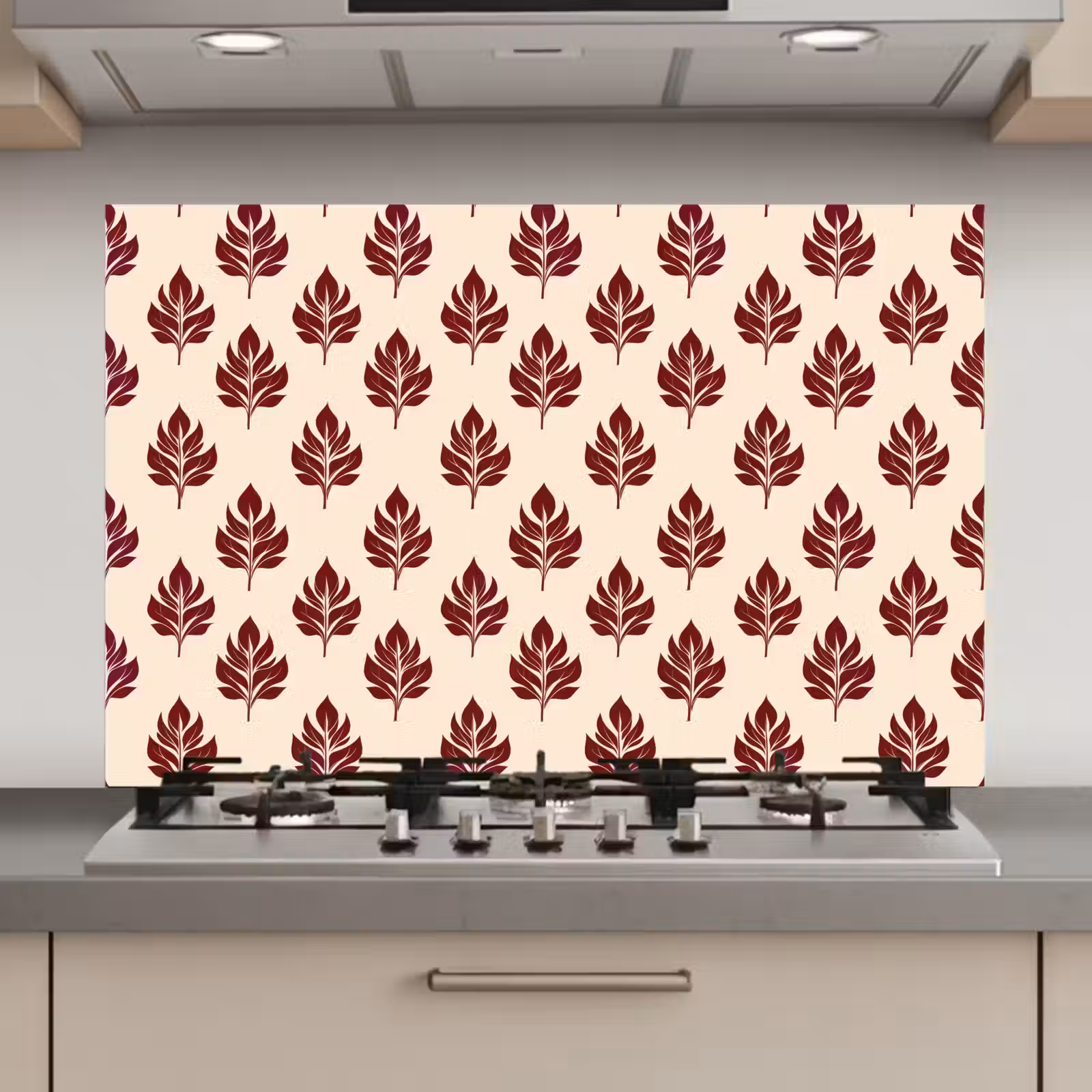 Spatscherm keuken - Botanisch - Patroon - Bordeaux — 1