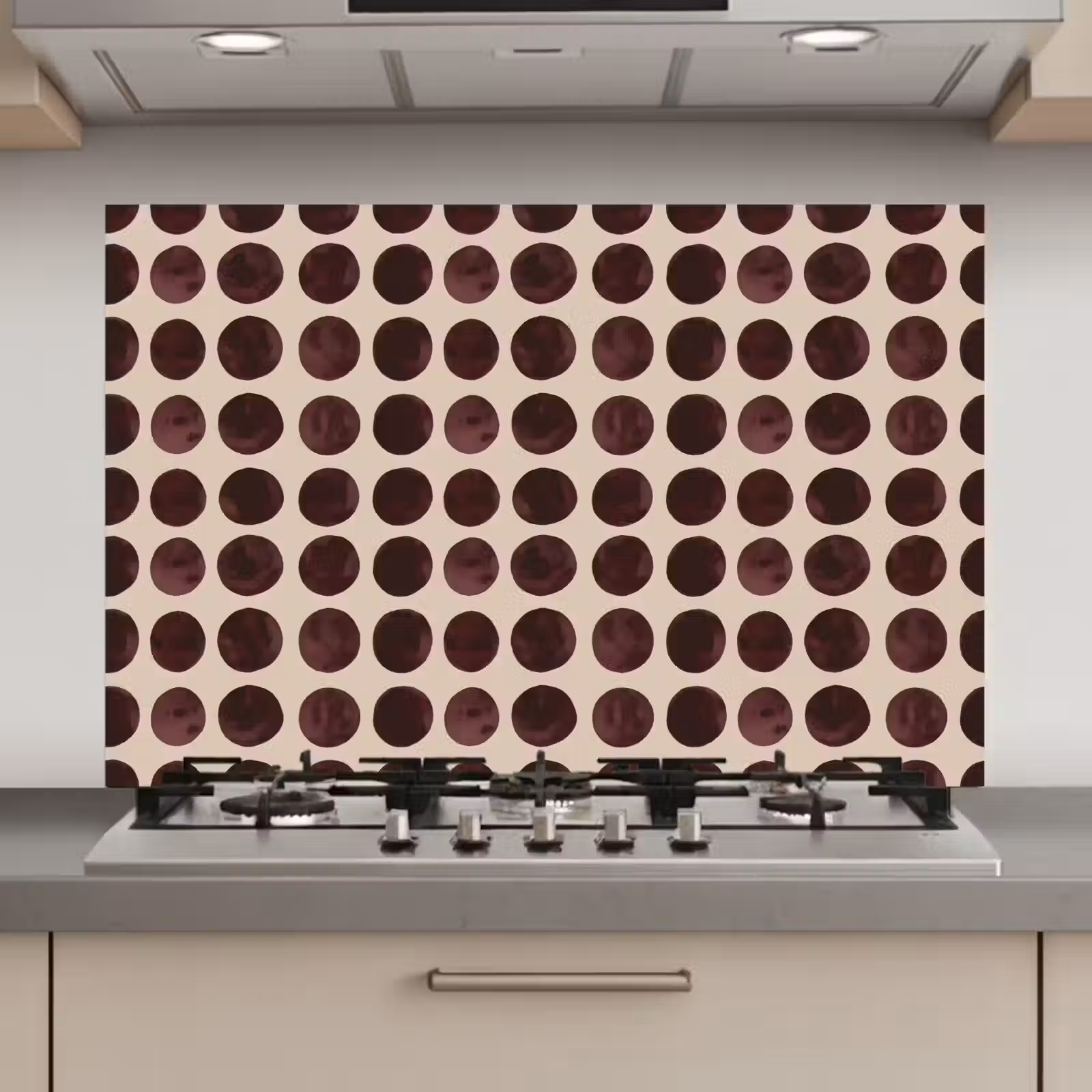 Spatscherm keuken - Stippen - Patroon - Bruin — 1