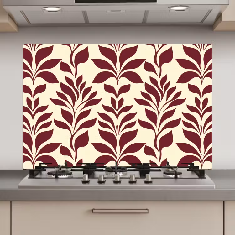 Spatscherm keuken - Abstract - Bladeren - Burgundy — 1