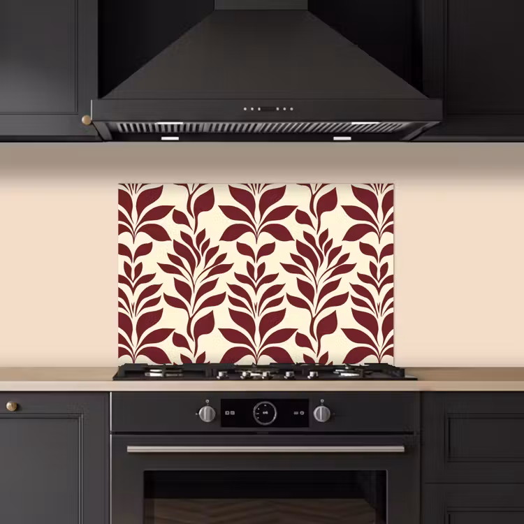 Spatscherm keuken - Abstract - Bladeren - Burgundy — 2