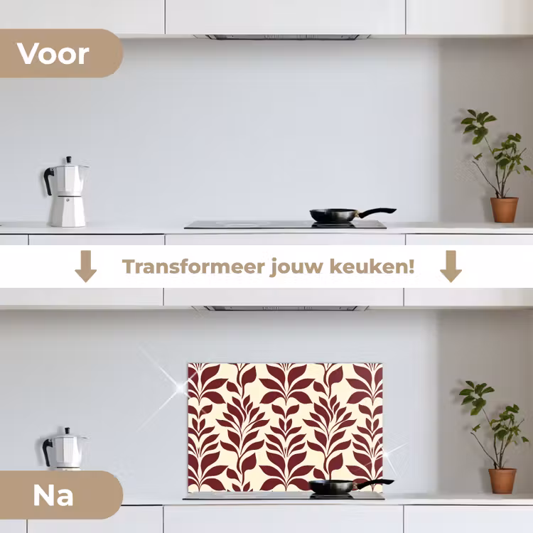 Spatscherm keuken - Abstract - Bladeren - Burgundy — 3