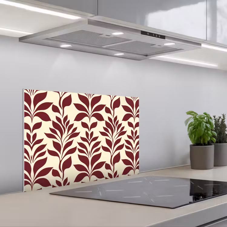 Spatscherm keuken - Abstract - Bladeren - Burgundy — 5