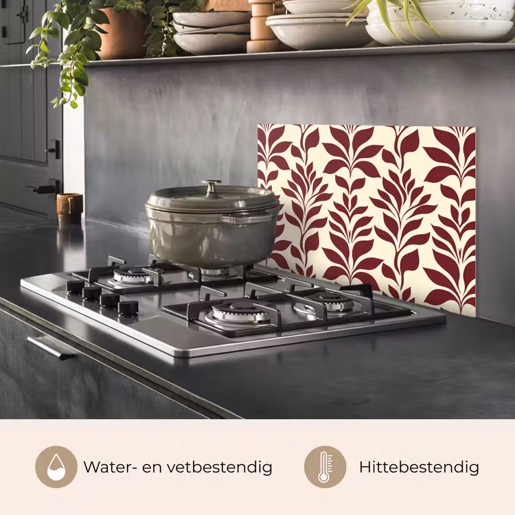 Spatscherm keuken - Abstract - Bladeren - Burgundy — 7