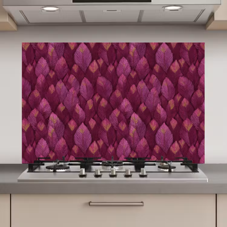 Spatscherm keuken - Bladeren - Patroon - Burgundy — 1