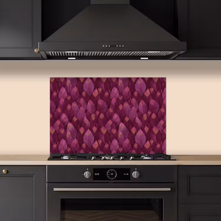 Spatscherm keuken - Bladeren - Patroon - Burgundy — 2