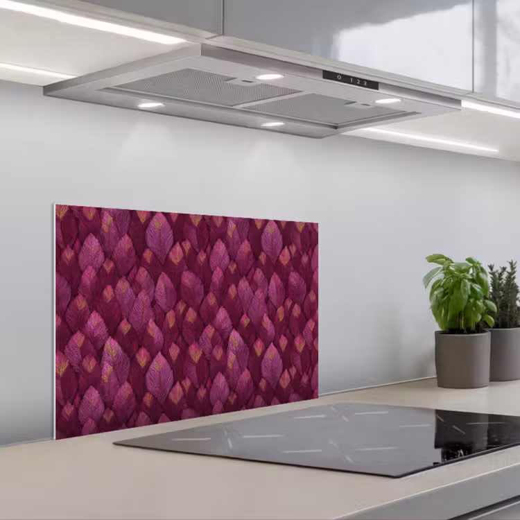 Spatscherm keuken - Bladeren - Patroon - Burgundy — 5