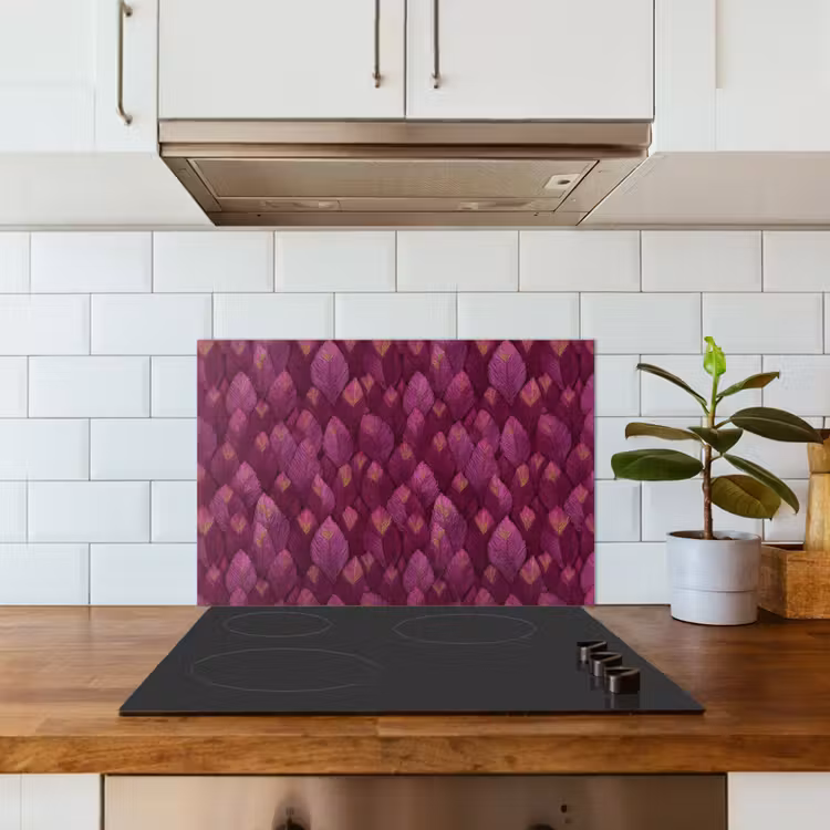 Spatscherm keuken - Bladeren - Patroon - Burgundy — 6