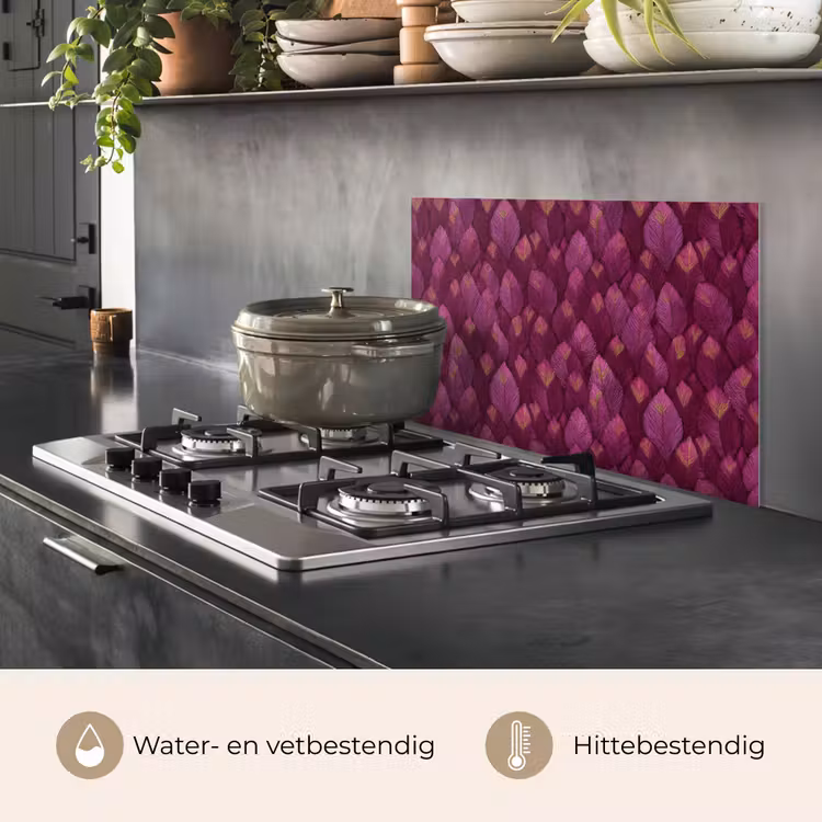 Spatscherm keuken - Bladeren - Patroon - Burgundy — 7