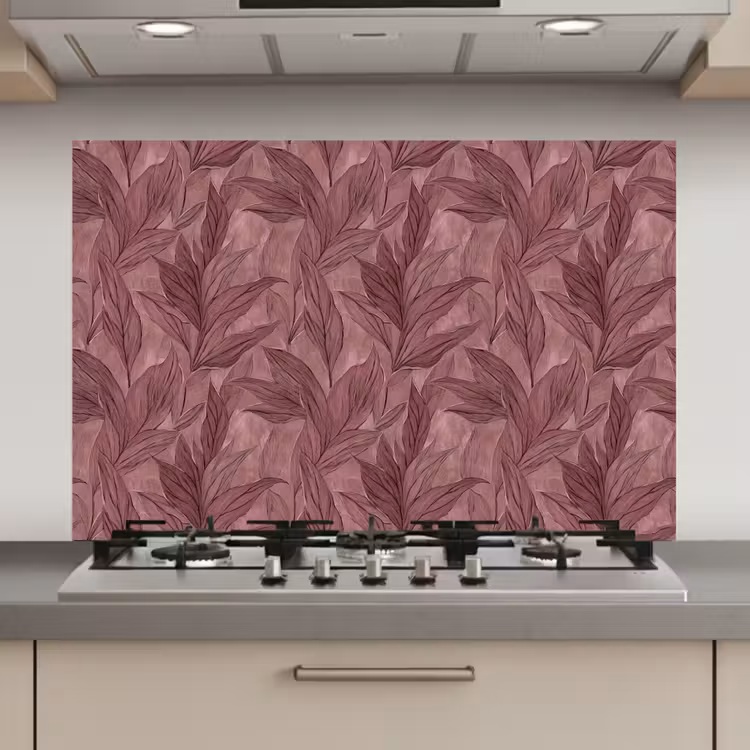 Spatscherm keuken - Bladeren - Patroon - Paars — 1