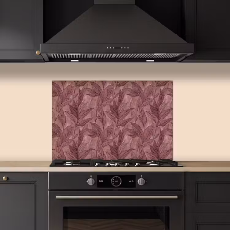 Spatscherm keuken - Bladeren - Patroon - Paars — 2