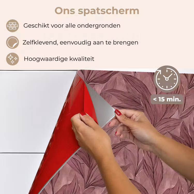 Spatscherm keuken - Bladeren - Patroon - Paars — 4