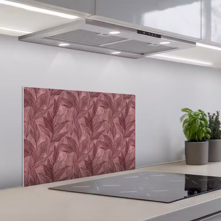 Spatscherm keuken - Bladeren - Patroon - Paars — 5