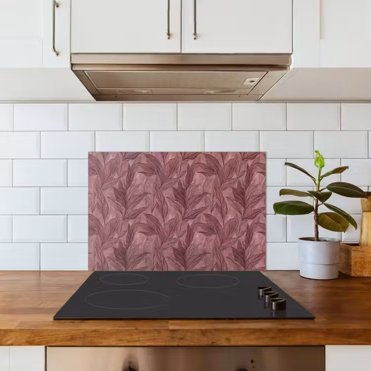 Spatscherm keuken - Bladeren - Patroon - Paars — 6