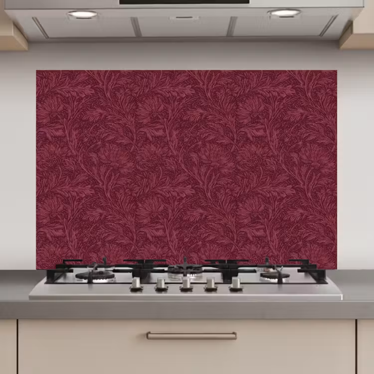 Spatscherm keuken - Bladeren - Patroon - Paars — 1