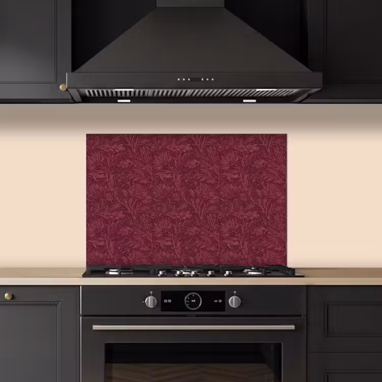 Spatscherm keuken - Bladeren - Patroon - Paars — 2