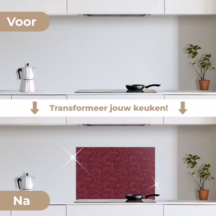 Spatscherm keuken - Bladeren - Patroon - Paars — 3