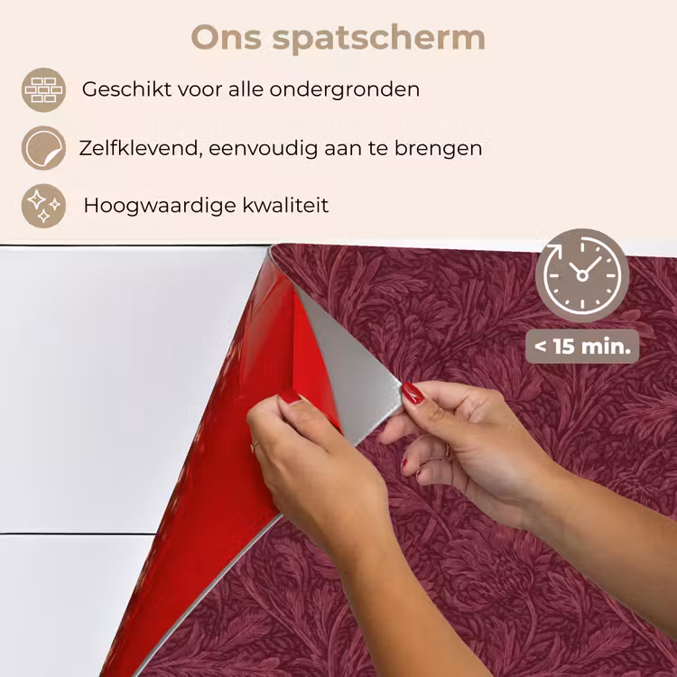 Spatscherm keuken - Bladeren - Patroon - Paars — 4