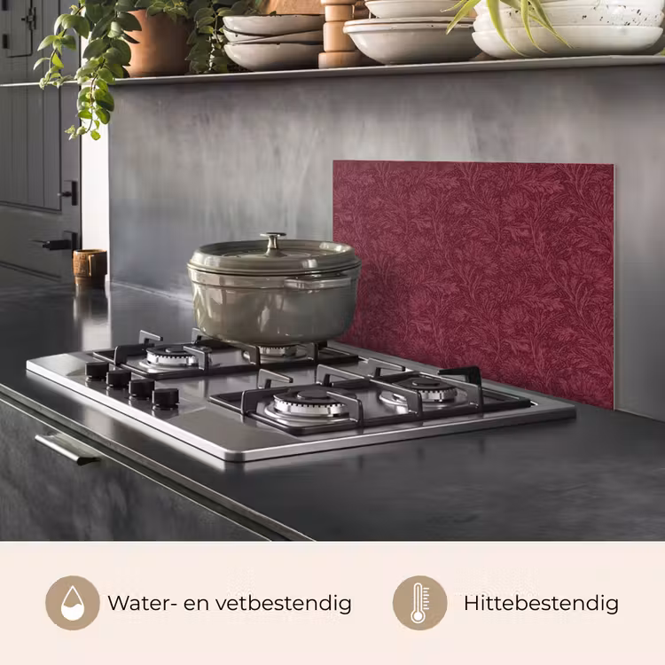 Spatscherm keuken - Bladeren - Patroon - Paars — 7