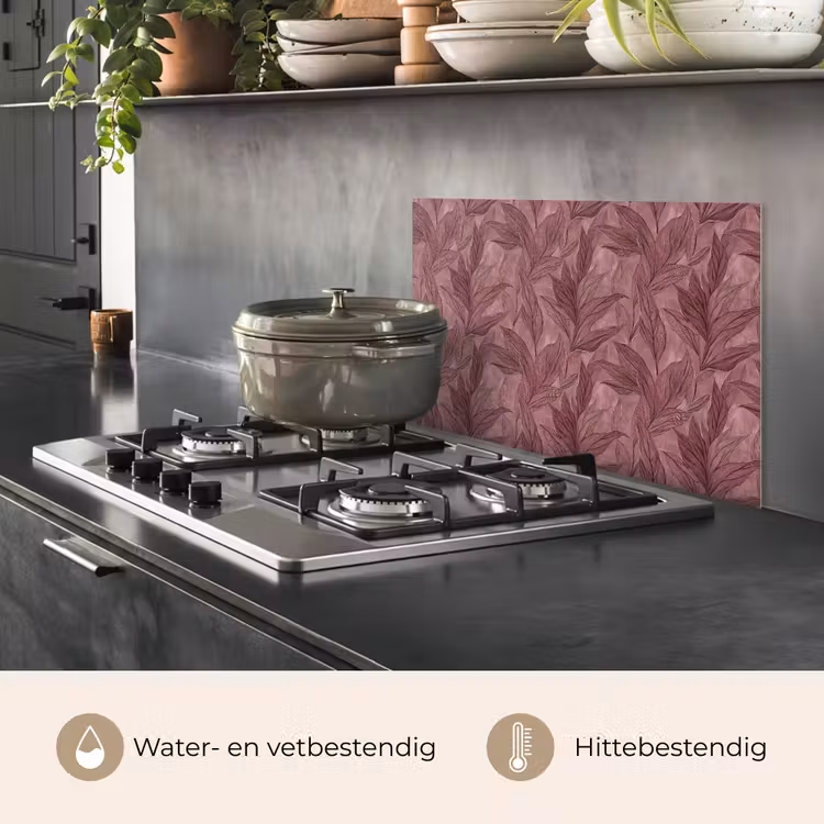 Spatscherm keuken - Bladeren - Patroon - Paars — 7