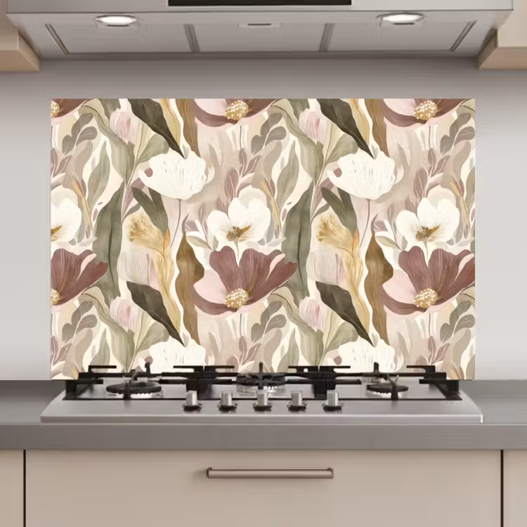 Spatscherm keuken - Bloemen - Aquarel - Kleurrijk — 1