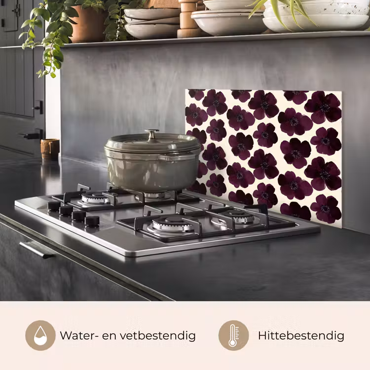 Spatscherm keuken - Bloemen - Aquarel - Paars — 7