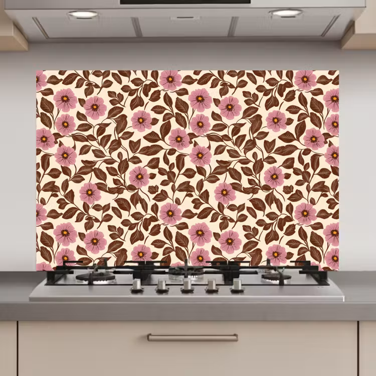 Spatscherm keuken - Bloemen - Bladeren - Kleurrijk — 1