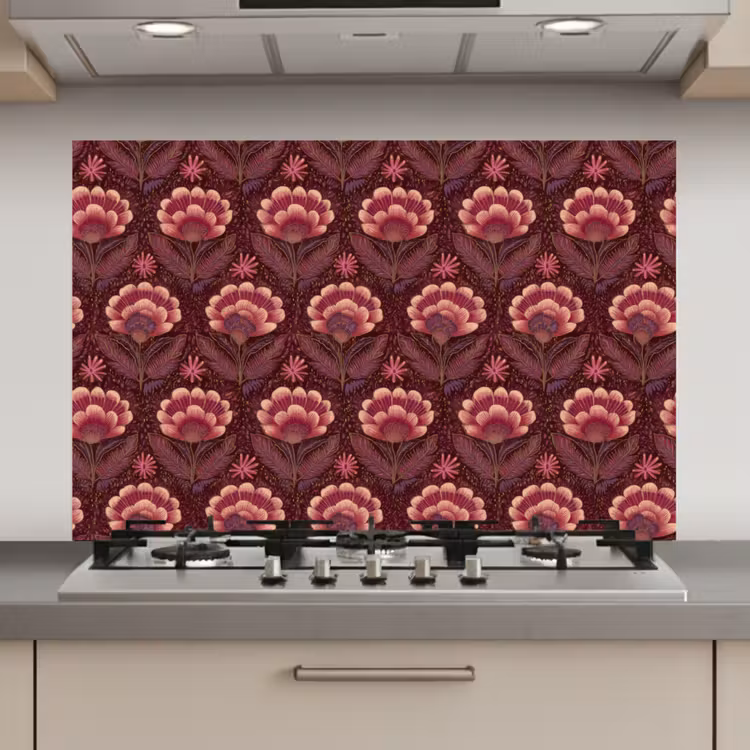 Spatscherm keuken - Bloemen - Waaier - Paars — 1