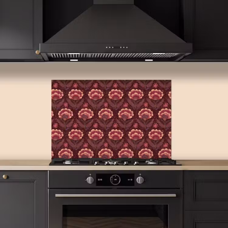 Spatscherm keuken - Bloemen - Waaier - Paars — 2