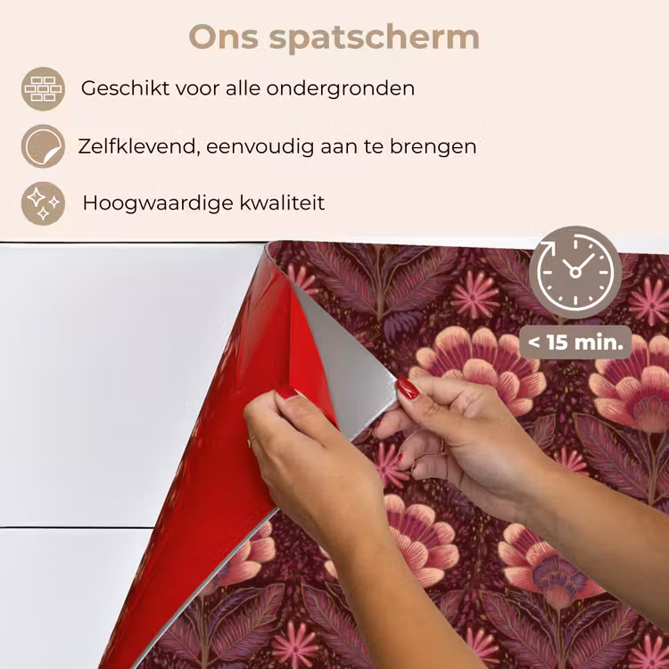Spatscherm keuken - Bloemen - Waaier - Paars — 4