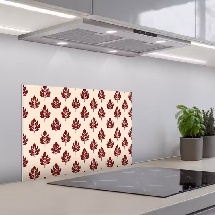 Spatscherm keuken - Botanisch - Patroon - Bordeaux — 5