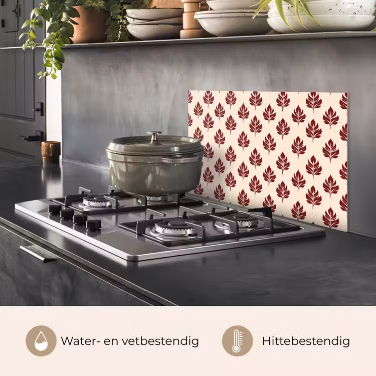 Spatscherm keuken - Botanisch - Patroon - Bordeaux — 7