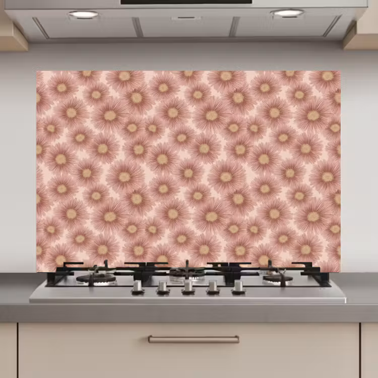 Spatscherm keuken - Gerbera - Bloemen - Roze — 1